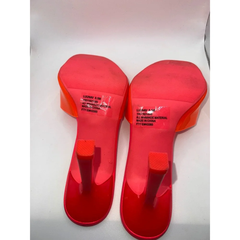 Wild Pair Luuna Slide‎ Neon Pink Dress Sandal Heels Size 8.5 Summer Club Wear